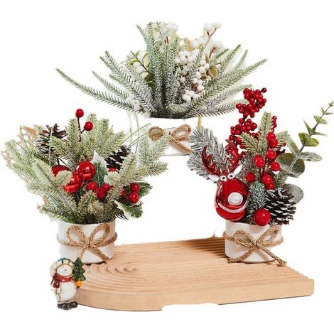 Sapin de Noël artificiel - Mini sapin de Noël - Plante de Noël en PVC - 23 cm - 1 pièce - Décoratif (1/5)