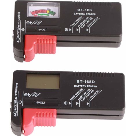 Testeur de batterie 2 pièces, vérificateur portable de capacité de pile, type numérique et analogique 168-168D, outil de diagnostic pour piles AAA, AA, C, D, 9V (1/5)