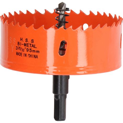 Scie cloche bimétallique HSS avec arbre robuste pour planches de Cornhole, bois, PVC, métal, pièces de perceuse électrique, 3 25/32 po (95 mm) (1/5)