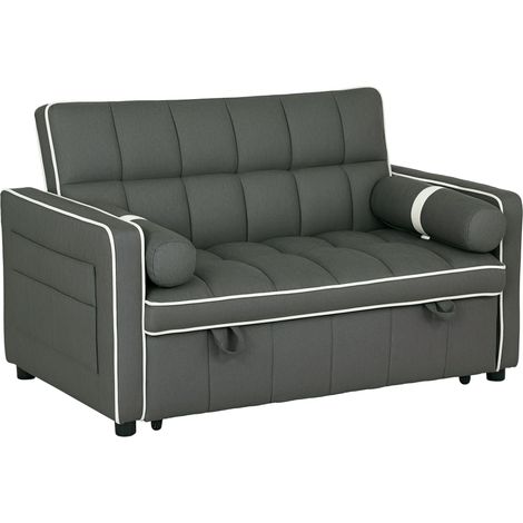 Two-Seater Linen-Look Sofa Bed - Charcoal Grey (1/5)