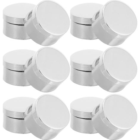 Lot de 12 pinces de fixation robustes pour miroir de salle de bain, en alliage de zinc, à fixation ronde, pour verre de 3 à 5 mm d'épaisseur. (1/5)