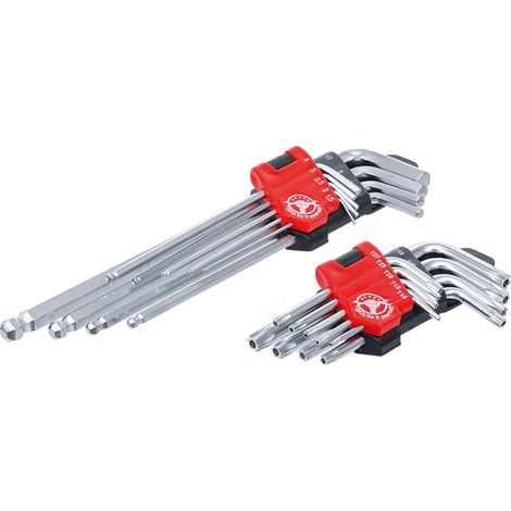 Winkelschlüssel-Satz lang T-Profil (für Torx) T10 - T50 / Innensechskant 1,5 - 10 mm 18-tlg. (1/4)