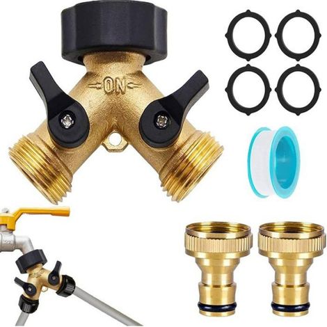 Diviseur Robinet Y - Raccords G3/4 - Joints Renforcés - Pour Jardin Extérieur - 1 Pièce (1/5)