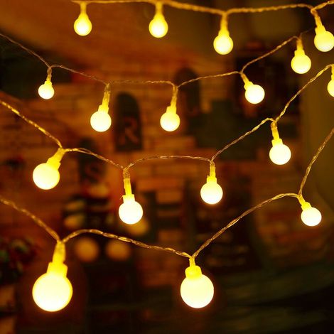 10 m Lichterkette mit 80 LED-Kugeln – Romantische Dekoration für Weihnachten, Halloween, Hochzeiten, Geburtstage, Abende, Schlafzimmer und Terrasse – Fei Yu