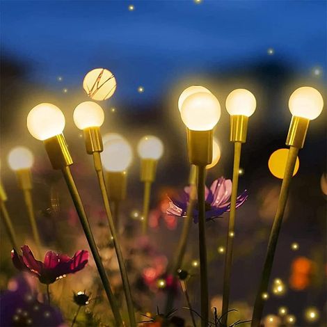 2 lampes solaires LED guirlande lumineuses papillons pour jardin, décor extérieur, forme ronde oscillante, boîte de batterie ovale 6 têtes, lot de 2, couleur multicolore (1/4)