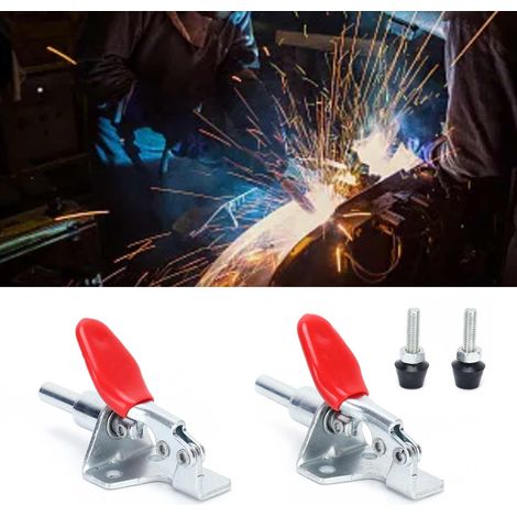 Serrure à bascule Push-Pull, 2 serrures à bascule de positionnement rapide avec kit de vis, accessoire de décoration, matériel de clampage, outil de menuisier pour assemblage d'équipement électronique (1/5)
