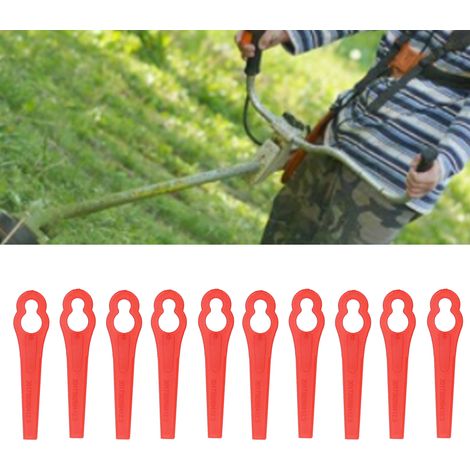 100 rote Kunststoff-Rasenmähermesser für Garten, Rasen und Sträucher, kürbisförmig, L83, Lochdurchmesser 12 x 7 mm (1/5)