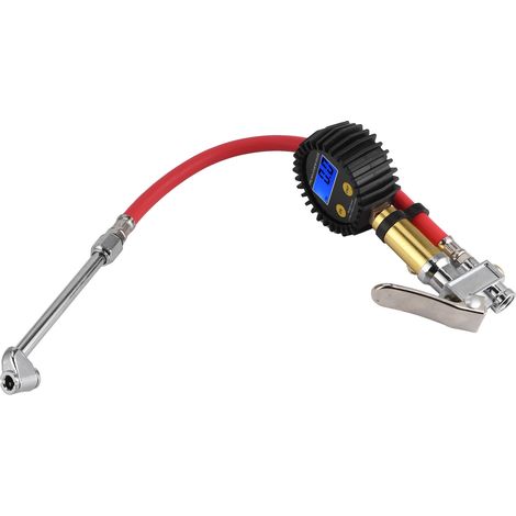 Gonfleur de pneu avec manomètre numérique 3-200 PSI, pompe à air universelle pour voiture et moto, testeur de pression précis, tuyau flexible pour pneu auto et moto (1/5)