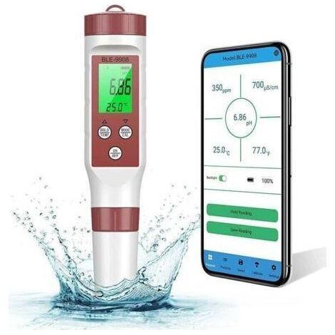 Testeur pH Mètre Electronique Bluetooth 7-1,ATC Testeur de Qualité de l'eau/PH/TDS/EC/ORP/SG(précision0.01),Étalonnage AutomatiquePH-mètre Rétroéclairé pour Eau Potable, Aquarium,Piscine,de dyk.Trywis (1/5)