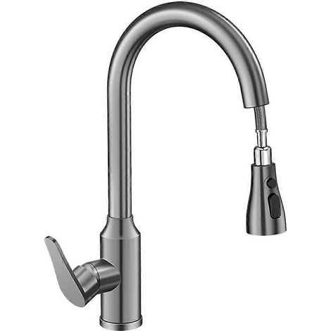 Mitoyen 304 Acier Inoxydable Robinet de Cuisine Extractible, Mitigeur d'Évier avec Douchette, Finition Brossée, Usage Évier Moderne (1/5)