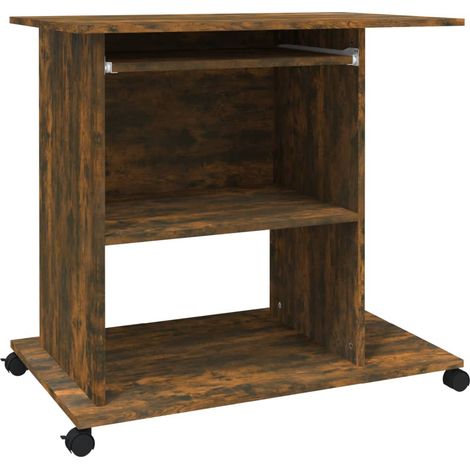 Bureau d'ordinateur Chêne fumé 80x50x75 cm Bois d'ingénierie (1/5)