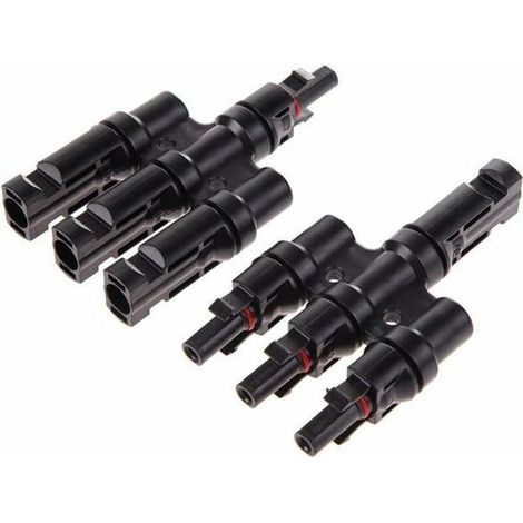 Nouveau 1 Paire Panneau Solaire Câble T Branche Connecteurs Coupleur Coupleur Combineur - 1 Mâle à 3 Femelles (M / 3F) et 1 Femelle à 3 Mâle (F / 3M) (1/4)