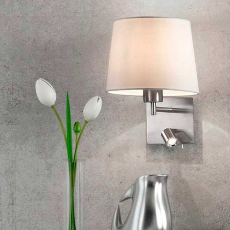 Applique Tête De Lit Room Liseuse chrome Abat-jour Blanc (1/4)