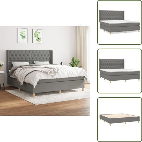 Boxspringbett mit Matratze Dunkelgrau 160x200 cm Stoff - Boxspringbett - Doppelbett - Bettenrahmen - Matratze - Liegekomfort (1/5)