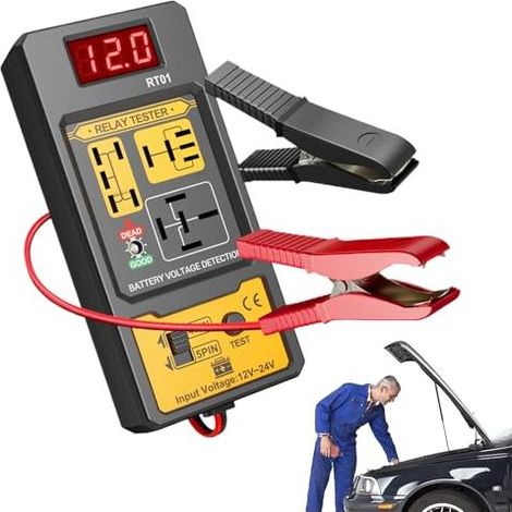 Kfz-Relaisprüfer – Diagnose-Spannungsdetektor mit 12-V- und 24-V-Batterieklemmenkabeln für Geländewagen, Pickups, Minivans und Motorräder (1/5)