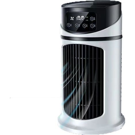 Rafraîchisseur d'air portable USB – 6 vitesses de ventilation – Minuterie programmable 6h – Refroidissement rapide en 3s – Pour espaces confinés – Blanc (1/5)