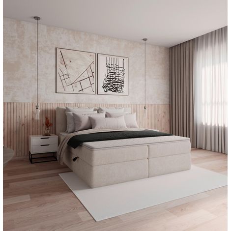 Mömax Boxbett Mala Creme ca. 180x200 cm mit Topper (1/5)