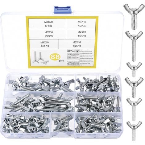 Flügelschrauben M4 M5 M6 M8 DIN316 Kohlenstoffstahl 88 Silber (1/5)
