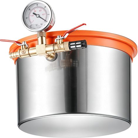 Mophorn Cámara de vacío de 5,7 L, recipiente de acero inoxidable con tapa de vidrio templado, manguera y filtro de aire, ideal para desgasificar resina y estabilizar madera (1/5)