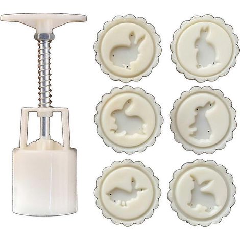 50g Mondkuchenform, 6 Hasenstempel, Handpresse, Mondkuchen-Gebäckform, DIY-Backform (1/5)