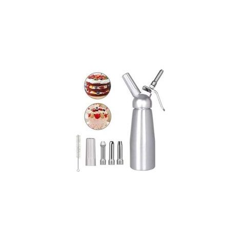 Siphon Chantilly Professionnel 500ml Syphon à Crème Chantilly en Aluminium avec 3 Douilles en Acier Inoxydable (1/4)