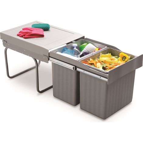 Victory Einbau-Abfallsammler Double Master 40Dt Alugrau 32 Liter Vollauszug