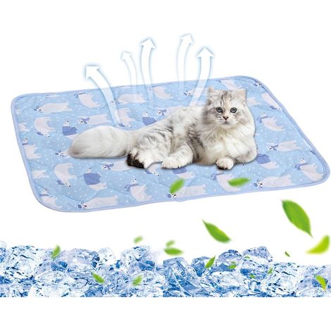 Tapis rafraîchissant pour chien, 60 x 50 cm, tapis rafraîchissant pour chat, coussin rafraîchissant pour animaux de compagnie, reste frais plus longtemps (bleu) (1/5)