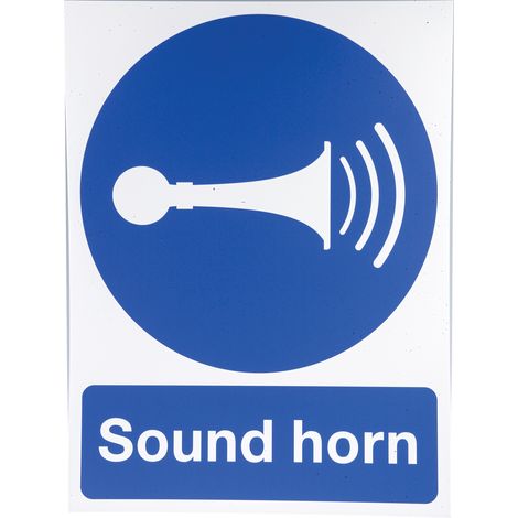 Panneau obligation, avec pictogramme : Avertisseur sonore "Sound Horn" , en Plastique rigide PP ( Prix pour 1 ) (1/3)