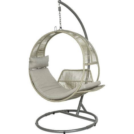 FAUTEUIL SUSPENDU GRIS AVEC SUPPORT