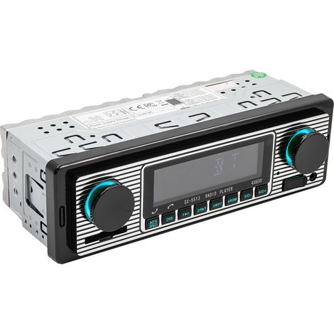 Autoradio FM Bluetooth 1 DIN con telecomando, schermo LED a 7 colori, riproduzione musicale USB/MP3/WMA/WAV/SD/TF, porta di ricarica USB (senza lettore CD)
