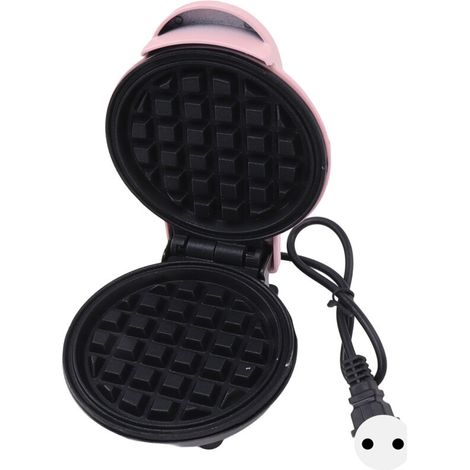 Mini gaufrier double face rond et multifonctionnel pour toasts et sandwichs, prise européenne 220 V, rose - AquaForge (1/5)