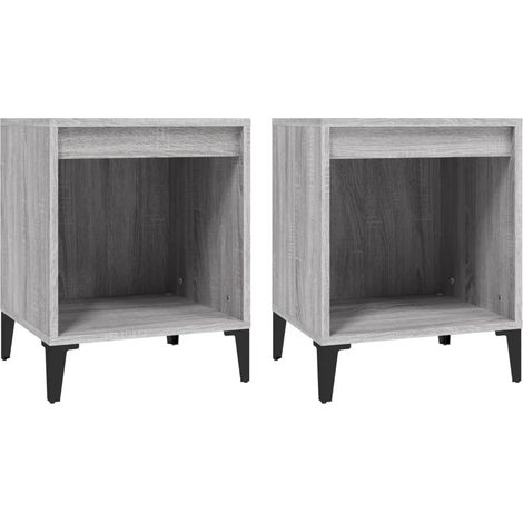 Set di 2 comodini con vano aperto 40 x 35 x 50 cm in legno ingegnerizzato grigio e metallo DEC035690