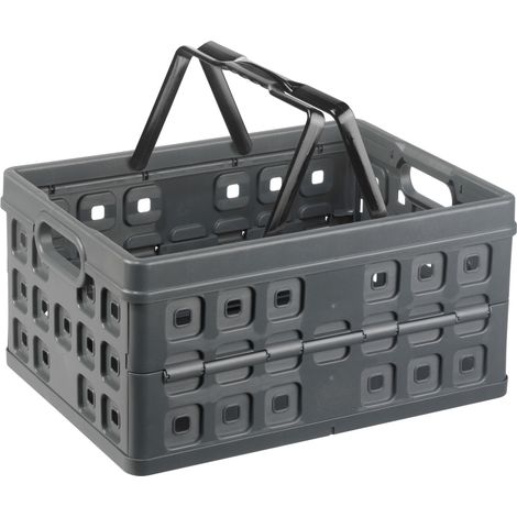 Sunware Klappbox Square 32 L anthrazit/schwarz Einkaufsbox Einkaufskorb mit Griffen