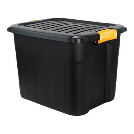 Bac de rangement - JUANIO - 60 L - 60x39x41 cm - Plastique - Noir/Orange