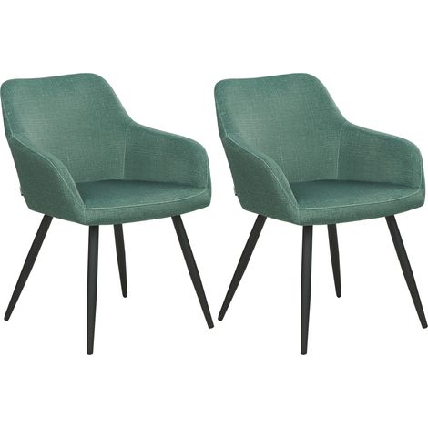 Conjunto de 2 sillas de comedor de estilo moderno en color verde fabricadas en terciopelo con patas de metal Casmalia