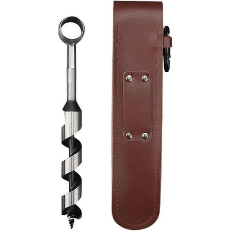 Outil de perçage à tarière, mini-outil de perçage à main, tarière à bois manuelle avec sac de rangement, équipement pour le camping en plein air (marron, 1 pièce - AX) (1/5)