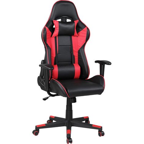 Sedia Poltrona Gaming Scrivania Ufficio Reclinabile 180 gradi Girevole Rosso (1/5)
