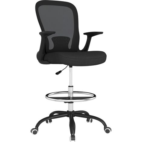 HOMCOM Mesh Draughtsman Chair, Ergonomic Drafting Chair, Black (1/5)