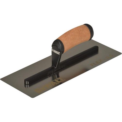 DEWALT 12-Inch FLEX Stainless Steel Flat Trowel with Leather Handle – Drywall Finishing Tool (Model EU 2-981, 0.5mm Thickness)