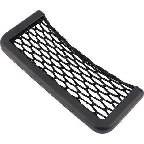 UPALDHOU Borsa a rete in nylon - Organizer per sedile auto con nastro adesivo resistente per piccoli oggetti in poliestere nero 8,5 x 20 cm. (1/5)