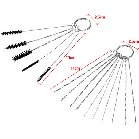 Kit de nettoyage des gicleurs de carburateur avec 10 aiguilles et 5 brosses pour auto et moto (1/5)