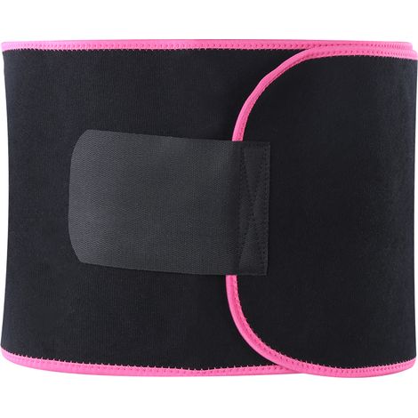 Ceinture amincissante de fitness, maintien et soutien de la taille, ceinture de sport ajustable, taille L : 25 x 130 cm / 9,8 x 51,2 pouces, rose