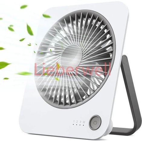 Portatif Rechargeable d'un ventilateur de table, 1200 mAh USB Ventilateur à 4 Vitesses, 180 ° d'Inclinaison, Ultra,mince Pliable (1/4)