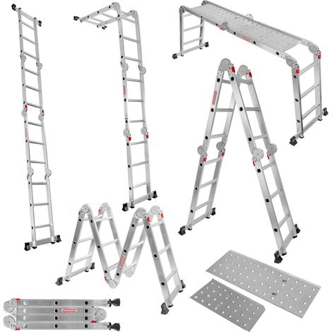 Escalera multifuncional de aluminio Werkberg 4x3 con plataforma N