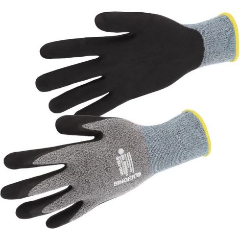 Gants de Travail Nitrile Mousse Sans Couture - Paume Enduite - Polyamide/elasthanne - Manutention Legère Milieu Humide - T11 - Lot de 10 (1/2)
