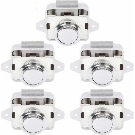 Enowelir Bouton Poussoir Porte Placard RV Caravane Camping Car Serrure Loquet Fermeture Argent 5 Pièces (1/5)