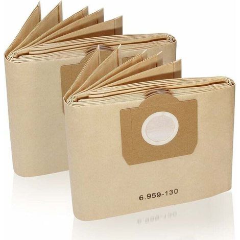 Lot de 10 sacs d'aspirateur pour sacs papier 6.959-130.0 pour aspirateurs WD3 WD3P WD3 Premium (1/5)