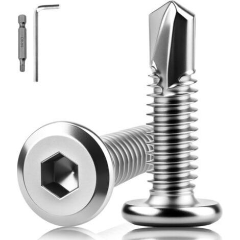 80 Pièces Vis Autoforeuse 410 Inoxydable M5.5x19 mm Vis Autoforeuse Métal pour Structures Métalliques Tôles, Mobilier Bricolage Construction Bois-Métal (1/5)
