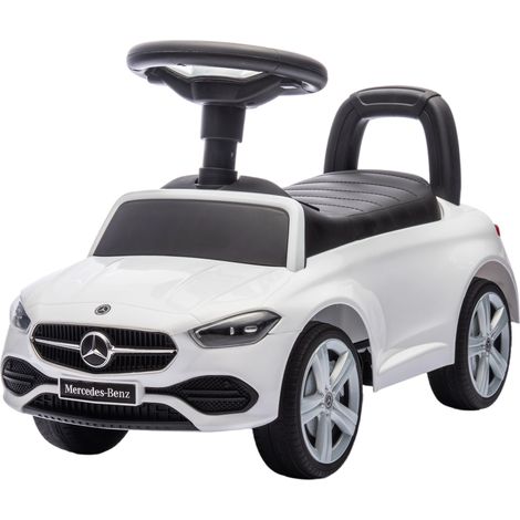 Auto elettrica Mercedes-Benz Classe C con clacson, suoni del motore e vano portaoggetti, per bambini dai 18 ai 36 mesi, colore bianco. (1/5)
