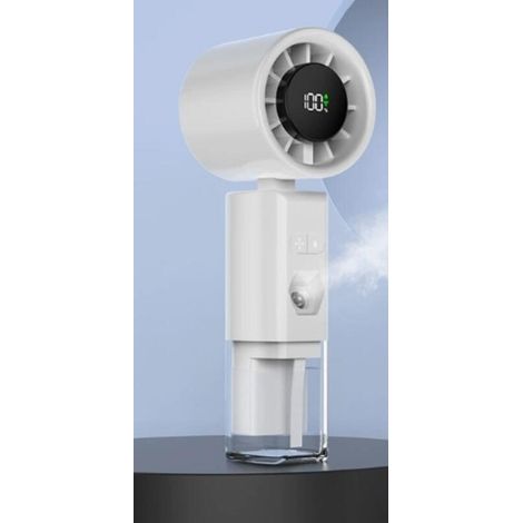 Ventilador nebulizador portátil con pantalla digital, apto para uso interior y exterior, color blanco. (1/5)